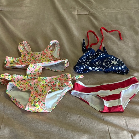 Other - Floral and Star-Striped Bikini Set